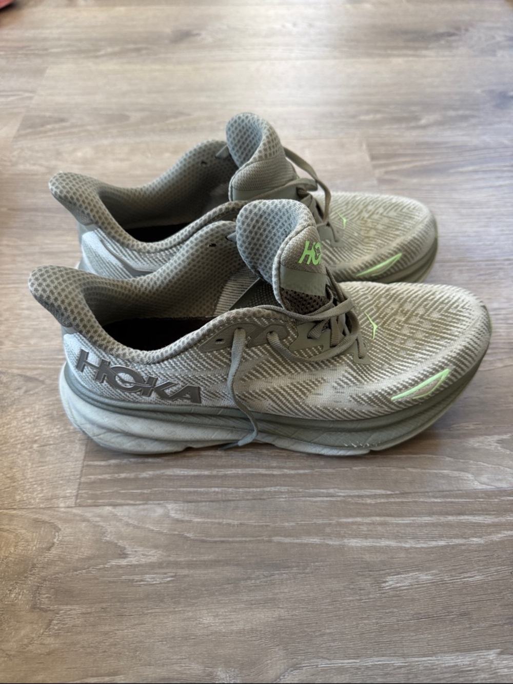 Hoka Neutral Running Shoes - Sage Green with Neon Accent